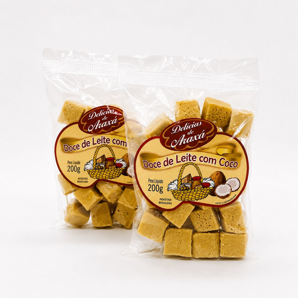 Doce de leite com coco em tablete 200g.