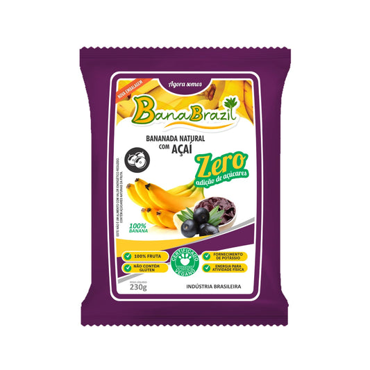 Pacote bananada natural com açaí. (Zero Adição de Açúcares)