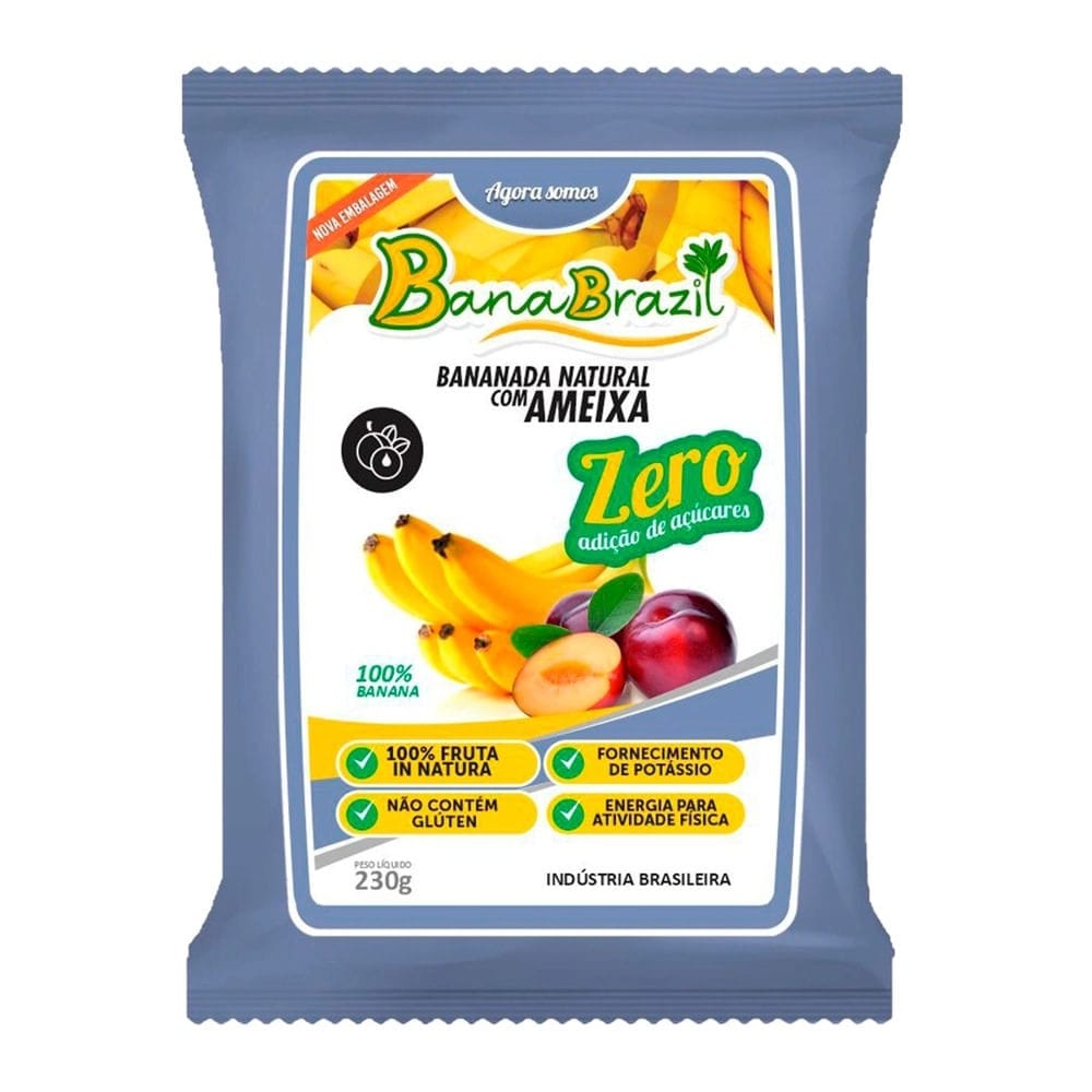 Pacote bananada natural com ameixa. (Zero Adição de Açúcares)